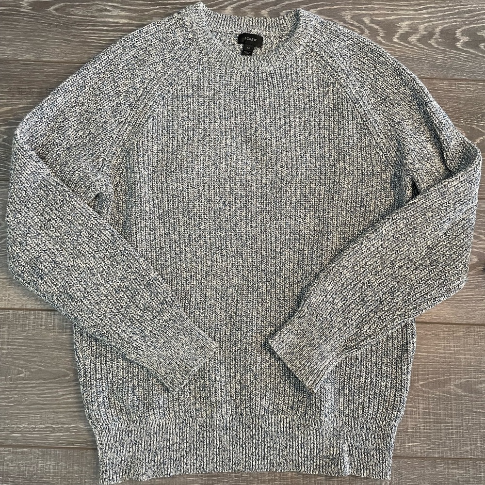 100% cotton blue and white marbled crew neck knit. J crew